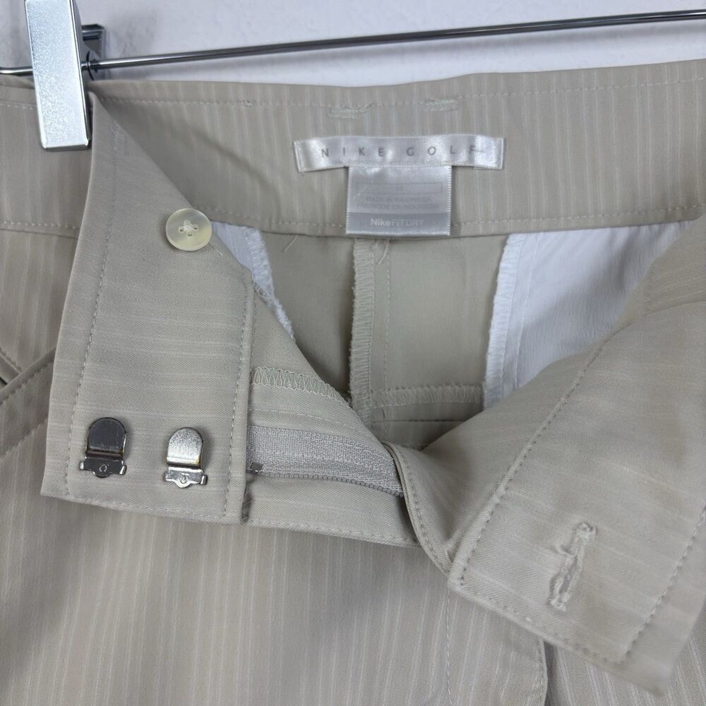 Nike Golf Women’s Shorts 10 Beige Khaki Stretch Pinstriped Bermuda Dri-fit Dry - Picture 3 of 14